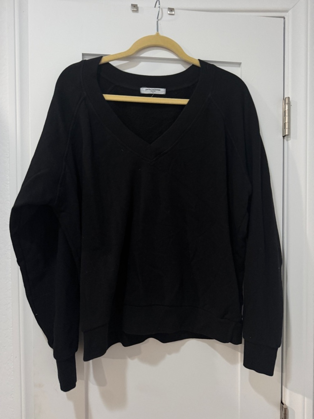 perfectwhitetee Black V-Neck Women's Sweatshirt